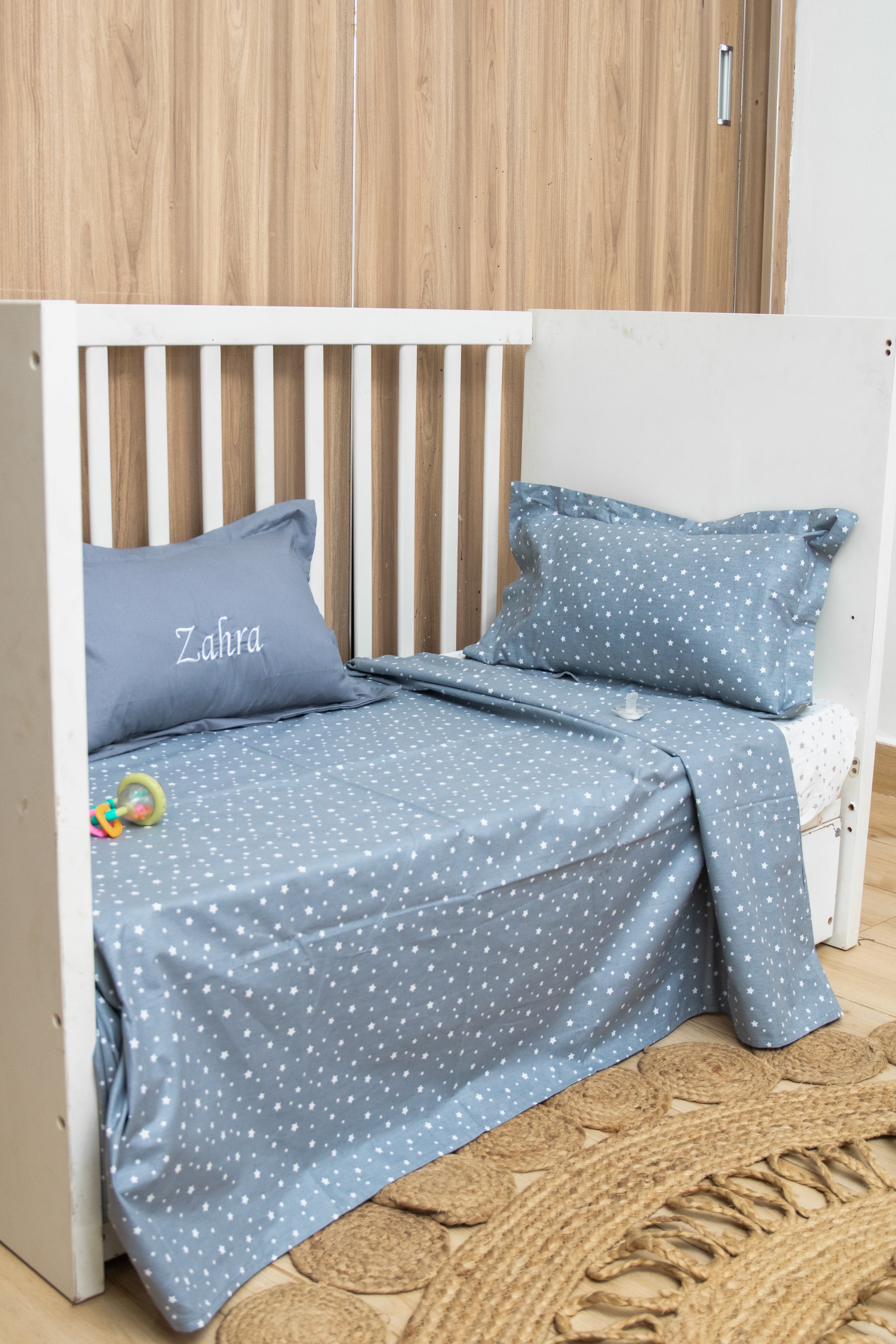 Mimi- Parure de lit bébé gris blanc