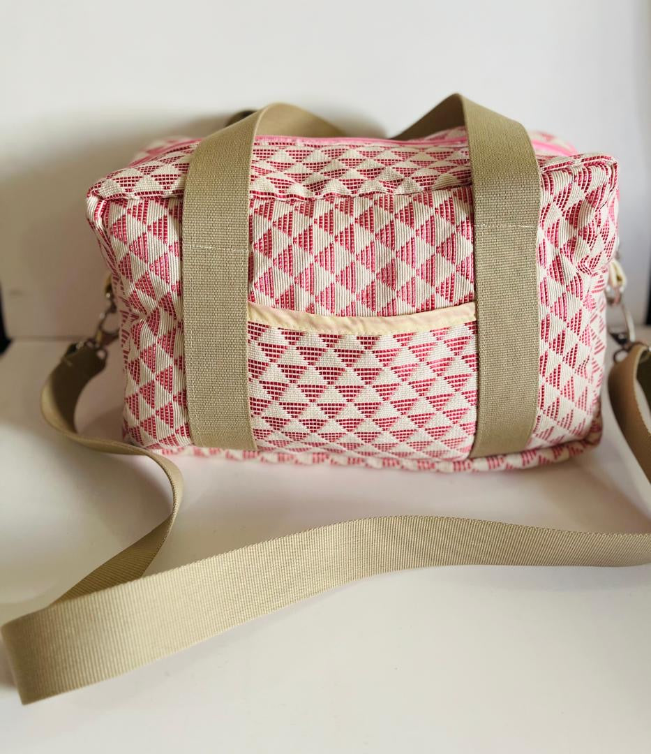 Sac à langer bébé rose beige