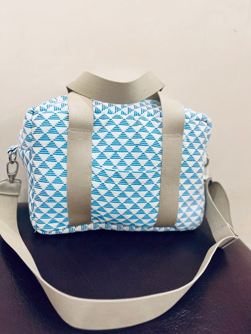 Sac à langer bébé bleu beige