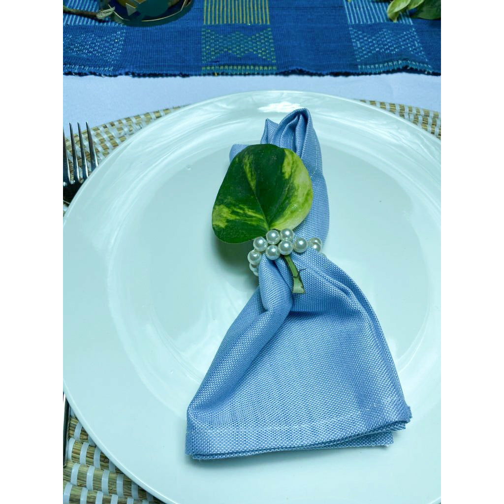 SOBEL- Lot de 4 serviettes de table bleu clair